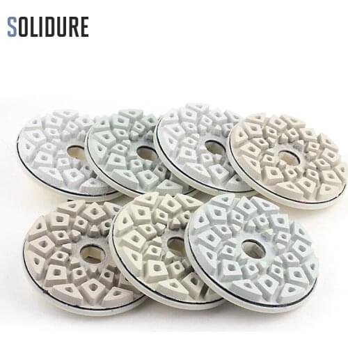 7pcs/set 5 inch 125mm diamond edge polishing pads with snail lock back for polishing granite,marble engineered stone edge