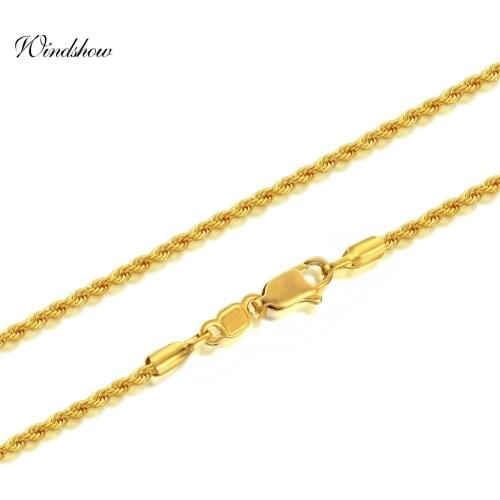 8 Sizes Available Yellow Gold Color Twisted Rope Chain Necklaces Women Choker Necklace Mens Jewelry Bijoux Collier Collares