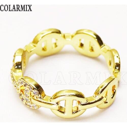 8 piece Zircon rings Open Zircon jewelry Round shape rings Gold color jewelry rings Gift for women jewelry Gift 51324