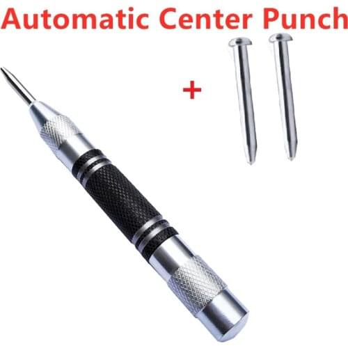 1PC Automatic Center Pin Spring Loaded Mark Center Punch With 2PCS Punch Needle Wood Indentation Mark Woodworking Tool Bit