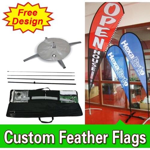 Free Design Free Shipping Double Sided Cross Base Teardrop Flag Signs Advertising Open Banner Flag Custom