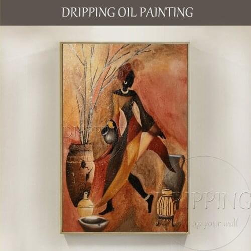 Free Shipping Artist Handmade African Oil Painting On Canvas Handmade Abstract Figure African Woman Oil Painting for Living Room