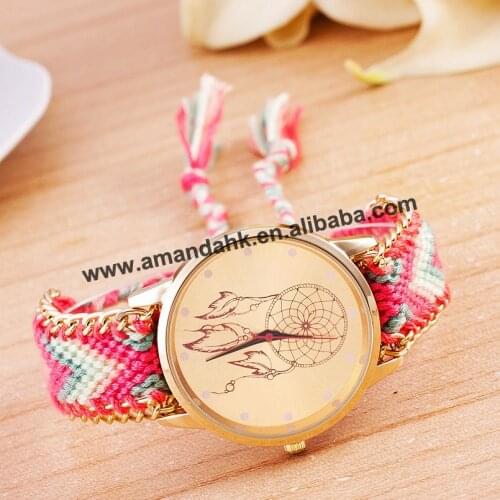 No Logo wholesale new women ladies bracelet watch fashion lady casual rope weave dress quartz anchor wrist watches
