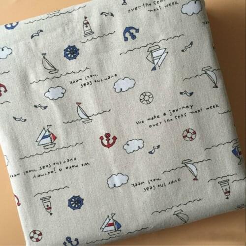 Beige Cotton Linen Fabric Cloud Printing Linen Cotton Fabric DIY Sewing Quilting Canvas Cloth Pillowcase Material Width 150cm