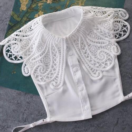 Exaggerated Large Neck Necklace Blouse pearl accessories blouse detachable Big collar shawl thick cotton butterfly hollow neck