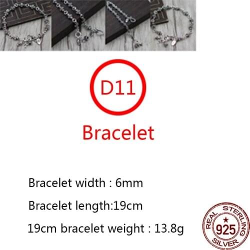D11 s925 sterling silver bracelet retro personality jewelry punk hip-hop style cross shape gift for friends new hot