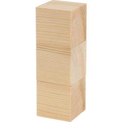 3 Sizes Wood Cube Blocks Puzzle Unfinished Wooden Pieces for Model Making Wood Crafts