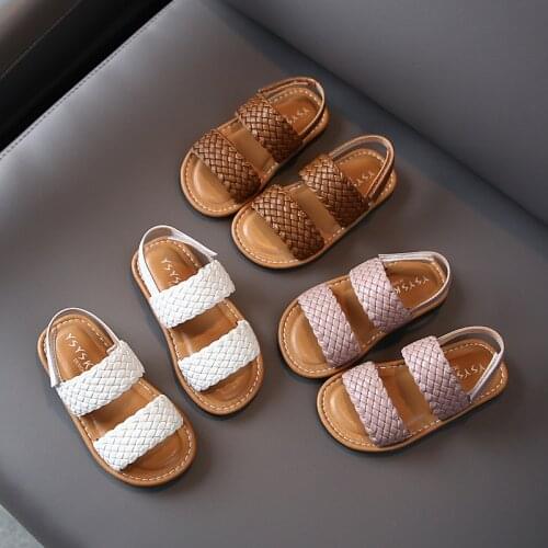 Childrens sandals fashion princess sandals Girls' sandals 2021 new childrens shoes summer childrens woven soft sole sandals