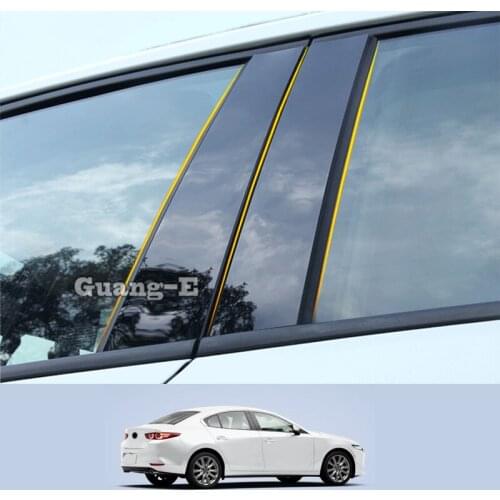For Mazda 3 Mazda3 Axela 2020-2022 Car PC Material Pillar Post Cover Door Trim Window Piano Black Molding Sticker Plate
