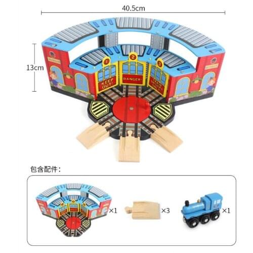 EDWONE - One Set Big Wooden Train Track Railway Big Train Station Train Rest Room Compatible with All Major Toy Train