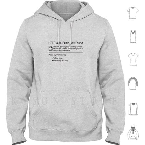 Brain Not Found Hoodie Long Sleeve Funny Humor Space Planets Science Jokes Saying Quotes Satire Code Computer Silly