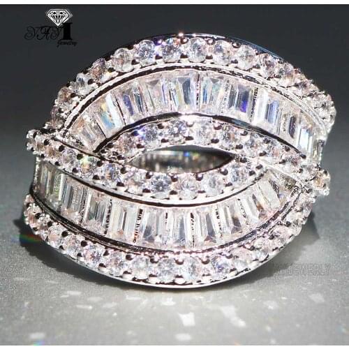 YaYI Fine Jewelry Fashion Princess Claw Set Cut White Cubic Zirconia Silver Color Engagement Wedding Party Lovers Gift Rings