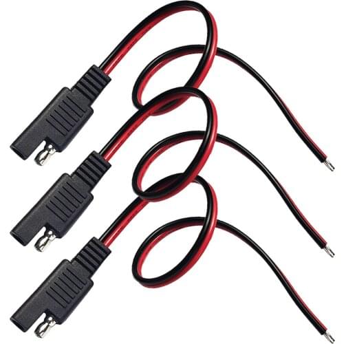 JKM 18AWG 3 PCS SAE Connector Power 2 Pin Motorcycles Battery 0.3m Extension Cable With Quick Disconnect Solar Panel Wire