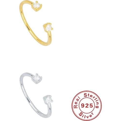 Canner Single Four claws Open Ring For Women Fashion Anillos 100% Real Sterling 925 Silver Finger Ring Plata 925 Luxury Rings