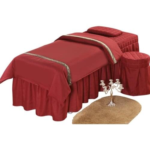 4pcs High Quality Beauty Salon Bedding Sets Massage Spa Thick Bed Linens Sheets Bedspread Pillowcase Stoolcover Duvet Cover Set