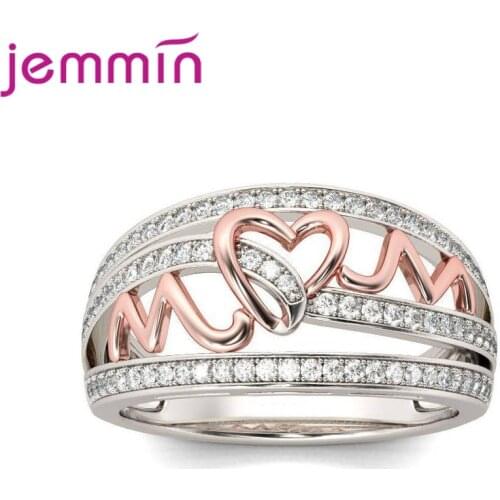 Korean Women Simple 925 Sterling Silver Elegant Heart Love Rings Wedding Anniversary Cubic Zirconia Jewelry Gifts Top Vendor