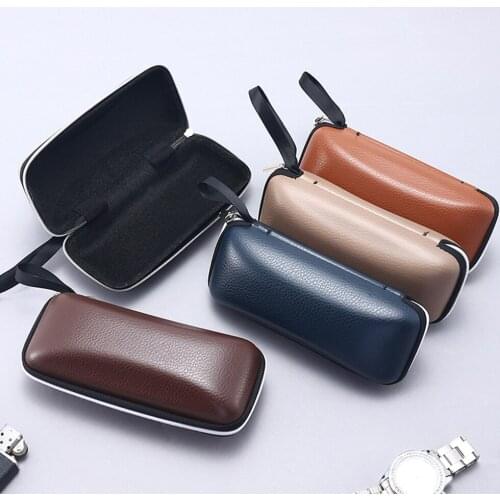 Square Lychee Pattern Leather Glasses Case Sunglasses Case For Women Glasses Box Portable Compression-resistant Eva Mirror Box