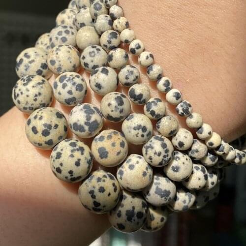 Dull Polish Matte Natural Dalmation Jaspers Stone Beads For Jewelry Making Round Loose Beads Diy Bracelet Necklace 4/6/8/10/12mm