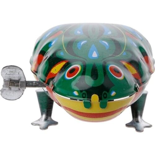 Metal Wind-up Jumping Frog Clockwork Tin Toys Children Funny Game Vintage Doll