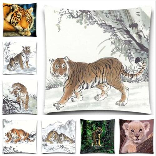 Fashion Cushion Cover For Sofas,Cotton Polyester Cushions Tiger pattern Decorative Pillow Covers Colorful Throw Pillow case