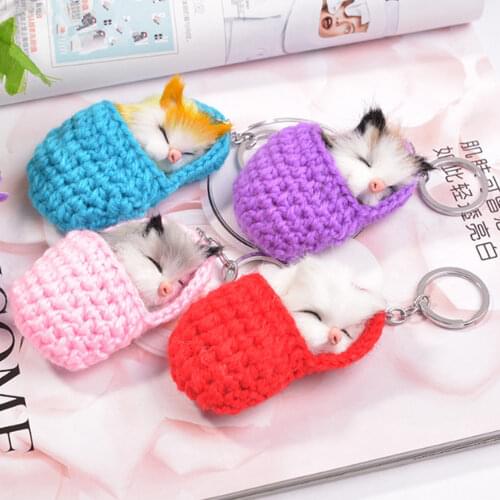 Fashion Keychain Keyring hairy Sleeping mouse Car bag clothing pendant A200