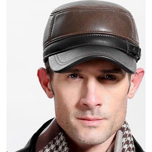 2020 Winter Caps PU Leather Baseball Cap Men Snapback Hat Casquette Gorras Para Hombre Mens Trucker Cap Flatcap Hats