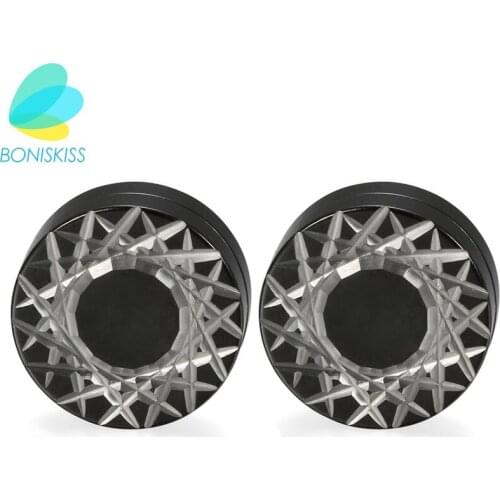 Boniskiss Mens Earring Round Stainless Steel Circle Magnetic Stud Earrings Magnet Fake Plugs No Piercing Unisex Jewelry