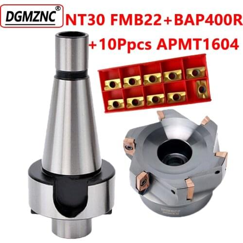 1set NT30 FMB22 7:24 toolholders+BAP400R+10pcs APMT1604 carbide inserts for CNC lathe face endmill