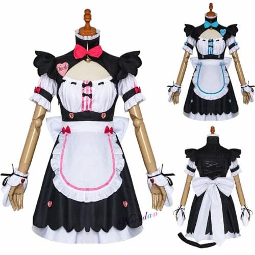 NEKOPARA Cosplay Anime Chocola Vanilla Maid Outfit Cute Cat Neko Girl Women Gothic Lolita Dress Cosplay Costume