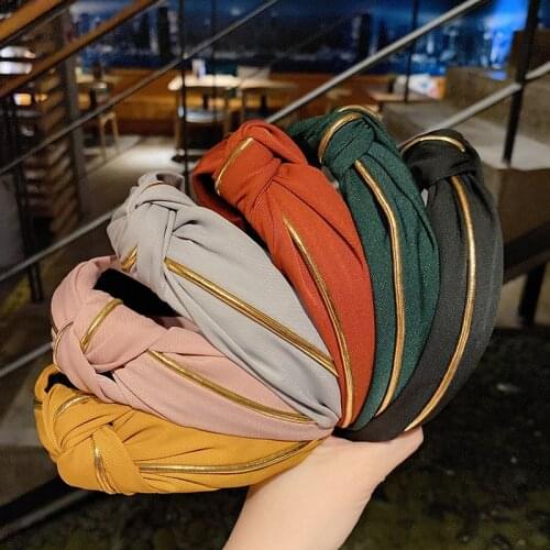 Korea Style Women Headband Knot Hair Hoop Headwear Print Hair Bands Simple Cloth Fabric Cross Girls Hairband Hair Accessories