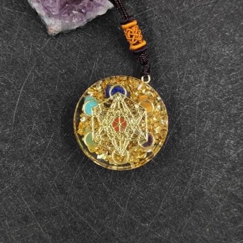 Orgone Pendant Rainbow Crystal Stones Chakra Reiki Healing Energy Generator EMF Radiation Protection Orgonite Necklace