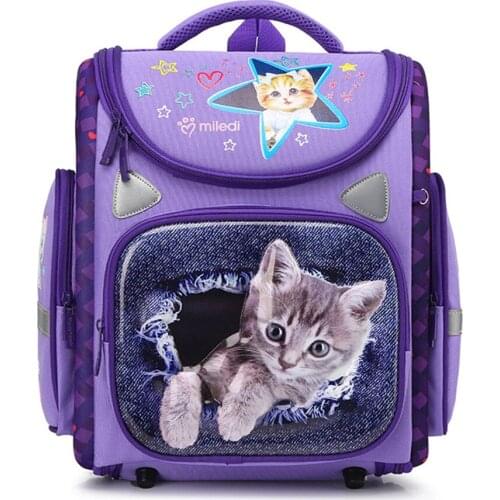 Grade 1-3-5 Girls book bag Unfold Orthopedic Primary school Satchels Cartoon Cat Bear Students Kids Backpacks Waterproof 2020