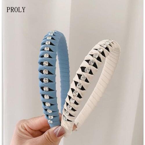 PROLY New Fashion Women Headwear Luxurious Rhinestone Hairband Adult Hand-woven Turban Casual Hair Accessories Wholesale