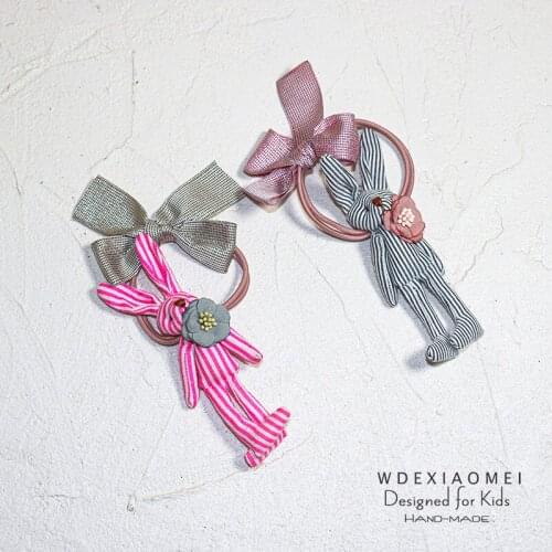 New Cute Cartoon Bunny Hair Rope Elastic Hair Band Accessories Girl Women Rabbit Bowknot Ties Hair Ponytail Holders Rubber Bands