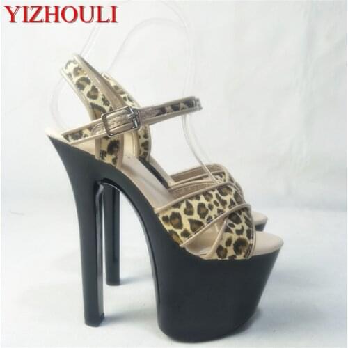 17 cm super high heels unique glass with thick with sandals leopard clubs in Europe and day high Code size shoes