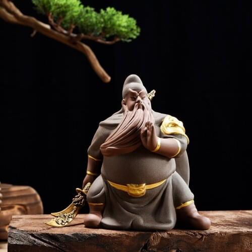 Lucky Guan Gong Ornaments Guan Gong Potrait Start God of Wealth Buddha Statue Opening Decorations Tea Accessories Zen Decor