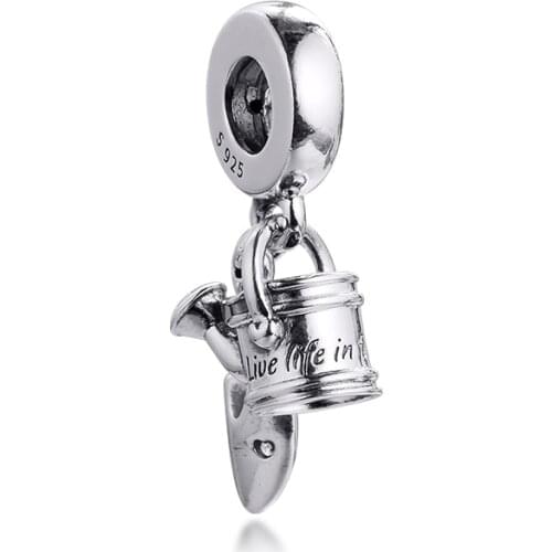 Silver 925 Sterling Beads Watering Can and Trowel Dangle Charm DIY Gift for Girl Lady Women 2021 Spring New 021382