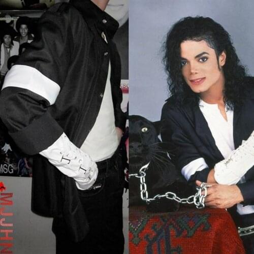 In Memory of Michael Jackson Classic Black and White FULL SET Punk Armbrace US Star Music Halloween Show Gift Cool Shirt