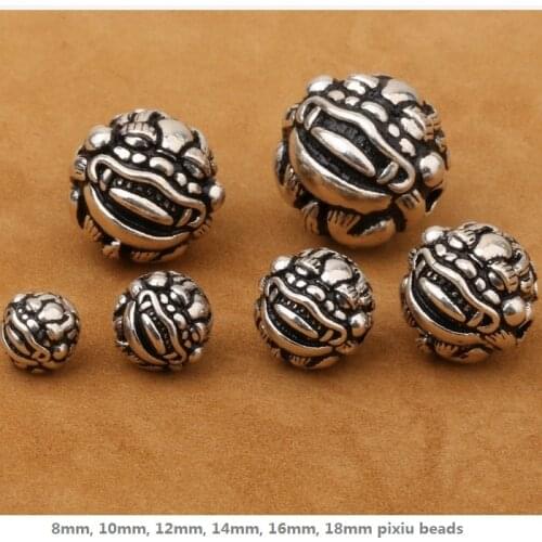 Vintage 925 silver Wealth Pixiu Beads sterling silver Piyao beads jewelry diy beads good luck beads