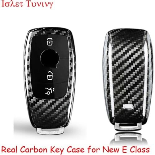 Rear Carbon Fiber Key Case for Mercedes-benz E class E200 E300 Remote Key shell Cover Styling Parts