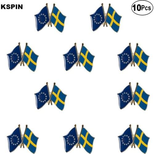 EU & Sweden Lapel Pin Flag badge Brooch Pins Badges 10Pcs a Lot