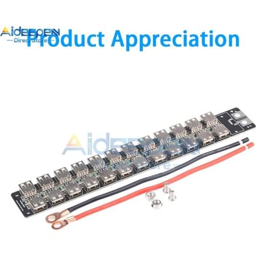 24 Port USB Charger Module 4.8-5.2V 48A Input 24-port Fast Charging Socket With 12AWG Silicone Wire For Model Power Supply Board