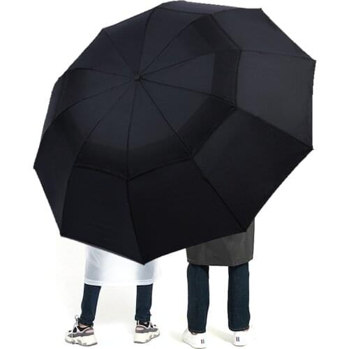 Large Folding Women Umbrella Rain Men Double layer Big Travel Umbrella Waterproof Male Parasol for 3-4 people 125CM Diameter