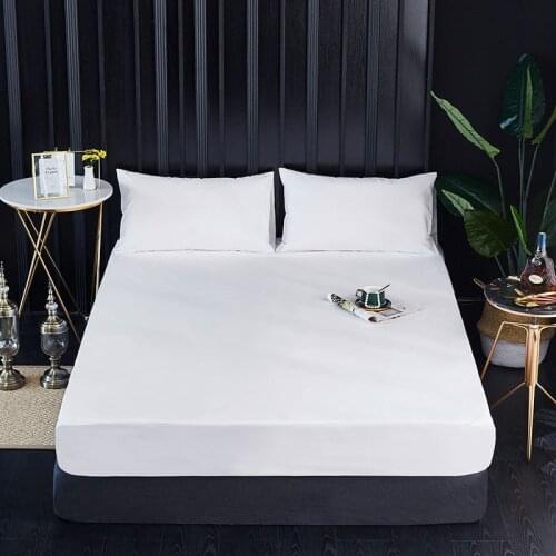 1pc 100% Waterproof Solid Bed Fitted Sheet Nordic Adjustable Mattress Covers Four Corners With Elastic Band Multi Size