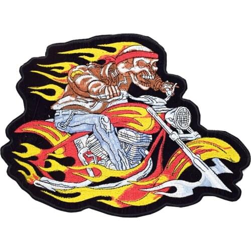 Punk Skull Badge Patch for Motorcycle Jacket Clothes Iron Applique Men Sweater Stripe Sew Embroidery Patches for Trousers 1 PCS