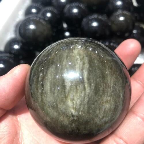 1pcs Rare Asian gold obsidian natural crystal ball healing stone