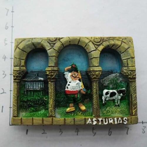 Spain 1 Pcs Creative Asturias Tourist Travel Souvenir 3D Resin Fridge Magnet Stickers Craft Gift