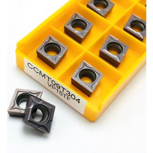 10pcs carbide CCMT09T304 VP15TF CNC metal blade lathe tool turning tool cutting milling cutter CCMT 09T304