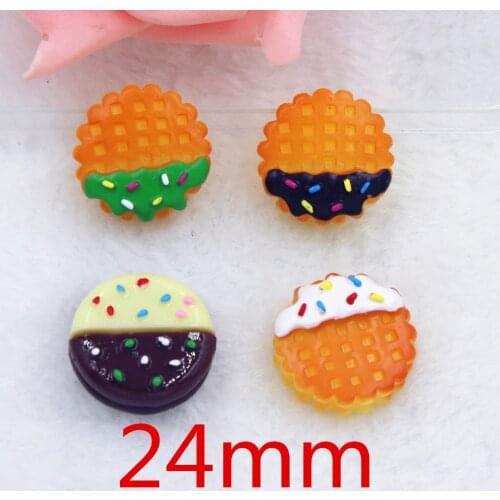10pcs/lot DIY resin cabochons accessories flat back resin biscuit with chocolate kawaii resin cartoon