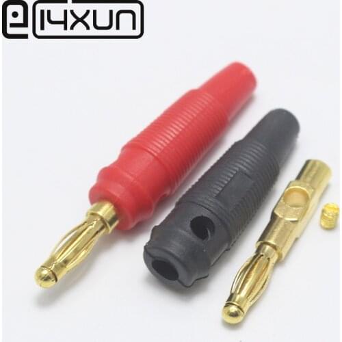 2pcs 4mm Plugs pure copper Gold Plated Musical Speaker Cable Wire Pin Banana Plug Connectors For Probes Binding Post Connector